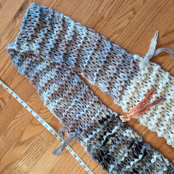 NEW! Handmade Knit Mixed Ribbon Yarn Bohemian Sparkle Fringe Scarf - Picture 10 of 11